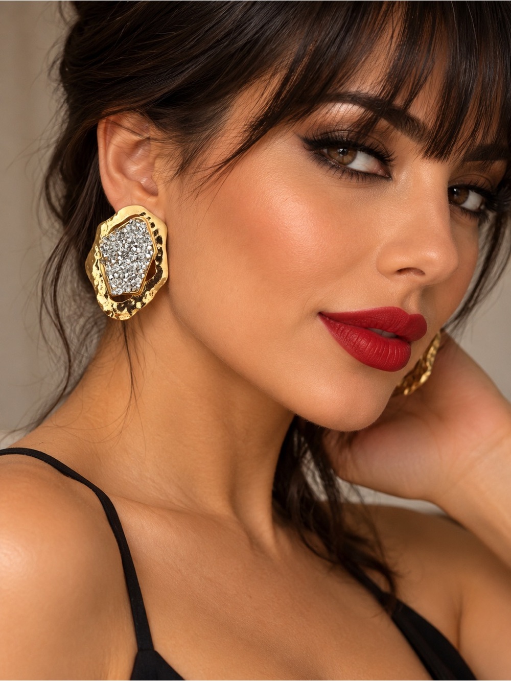 Gold and Silver Crystal Statement Earrings